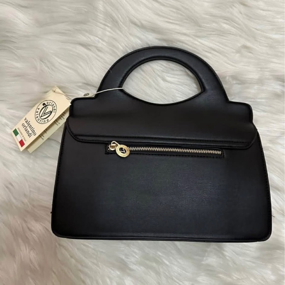 NEW! VALENTINO ORLANDI Quilted Vegan Crossbody Top Handle Bag Black Purse Iconic - Picture 3 of 6